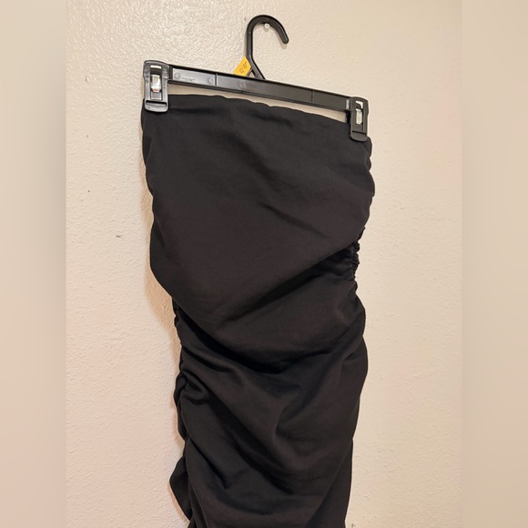 Zara Strapless Ruched Midi Dress - Black Size XS - Picture 5 of 7